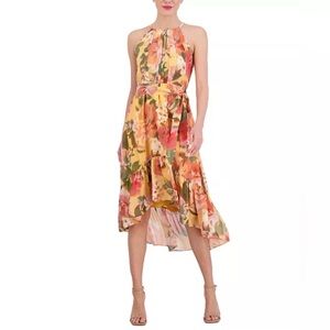 NWT Vince Camuto Chiffon Halter High-Low Midi Dress 8 Fairycore | Princesscore
